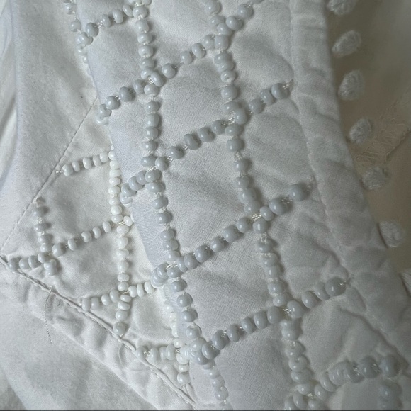 - Free People White Crocheted snd Beaded BoHo Top - Picture 8 of 13